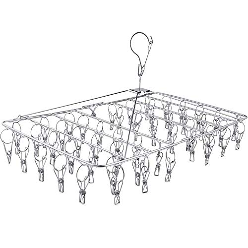 Fayleeko Clothes Drying Rack, 52 Clips Stainless Steel Laundry Drying Rack Folding Sock