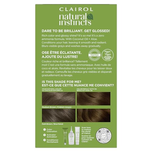 Image of Clairol Natural Instincts Demi-Permanent Hair Dye, 5G Medium Golden Brown | Ammonia‑Free, Vegan Hair Color with Coconut Oil & Aloe Vera | Pack of 3