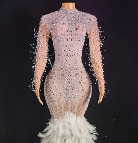 Keting Beading Feathers Mermaid Prom Shower Party Dress Evening Celebrity Pageant Gala Wedding Guest Gown4