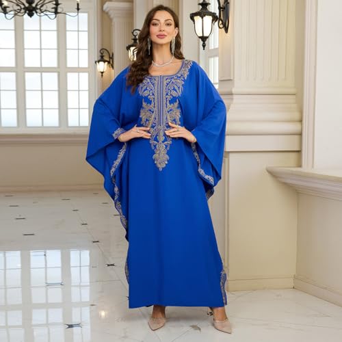 RanRui Women's Embroidered Kaftan Dresses Beach Blouse Cotton Gold Embroidery Holiday Robe Plus Size Caftans Kaftan Dress4
