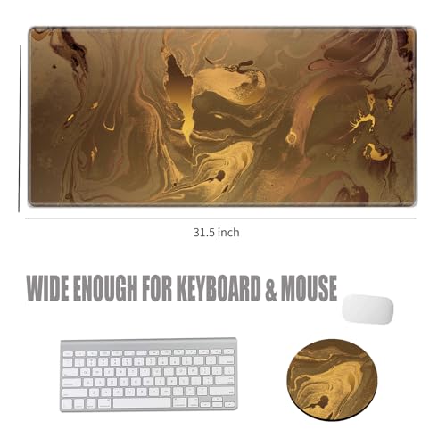 Image of Large Mouse Pad Gold Marble Mousepad Gaming Desk Mat XXL 31.5''X15.75'' Desk Pad Big Computer Mat Long Mouse Mat of Office Work