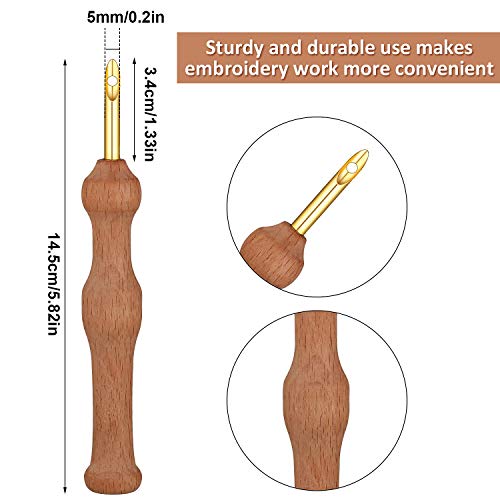 Willbond WILLBOND-PUNCH NEEDLE EMBROIDERY KITS-01 17 Piece Punch Needle Embroidery Kits Adjustable Rug Yarn Punch Needle Wooden Handle Embroidery Pen Needle Threader Punch Needle Cloth thumb #4