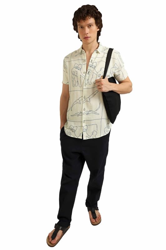 Image of BE ACTIVE Men's Printed Motif Half Sleeve Shirt || Printed Perfection || Breathable Comfort || Casual Sophistication