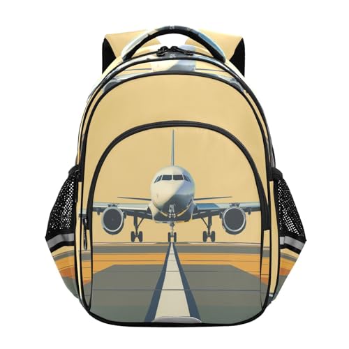 Airplane on Airport Backpack for Kids Boys Girls School Bag Elementary Bookbag Travel Rucksack Medium