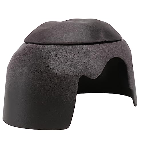 Levemolo 1PC Turtle Refuge Cave with Ceramic Basin Humidification Shelter for Reptiles Tortoises and Spiders Durable Landscaping Hideout for Animals S