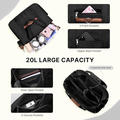 Canvas Tote Bag for Women with Zipper Pockets and Compartments Top Handle Crossbody Shoulder Handbags Satchel Bags for Women3