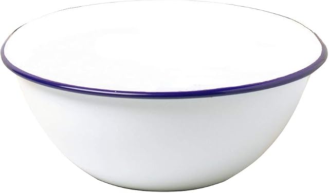 Enamel Mixing Bowl Enamel Bowl Plate Mixing Bowl Serving Bowl BlueRim (Mixing Bowl - 18cm)
