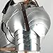 AnNafi® Complete Medieval Knight Arms Armor Set Metallic One Size Spaulders Handmade Gorget Viking Arm Shoulder Vambrace Pair Crusader Pauldrons Armour Silver