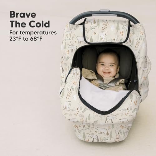 Image of KeaBabies Winter Car Seat Cover Baby, Newborn - Universal Fit Infant Carseat Covers Baby Girl, Boy, Breathable, Lightweight Blanket, Easy to Use Stroller Canopy, Rain, Wind, Sun Shade (Wildwood)