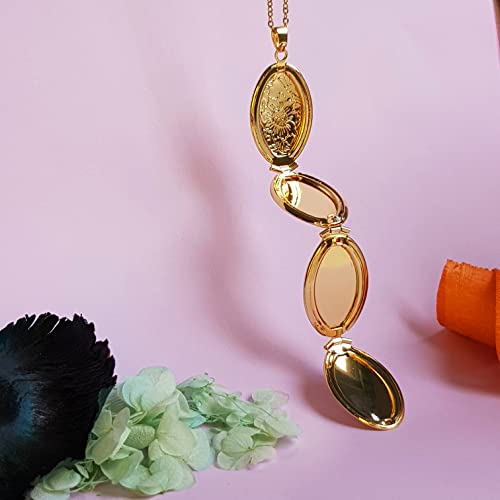 Plated Oval Photo Memory Locket Pendant Necklace With Chain