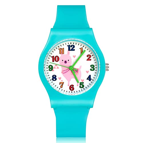 Reloj para niña Moda Lindo Estilo Alpaca Relojes Estudiante Niñas Cuarzo Correa de Caucho Reloj de Pulsera Relojes para niñas (Color : Pink)