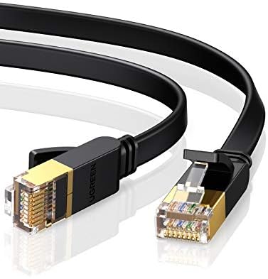 UGREEN Cat 7 Ethernet Cable Cat7 High Speed Flat Gigabit RJ45 LAN Cable 10Gbps Shielded Internet Network Patch Cord Compatible for Gaming PS5 PS4 PS3 Xbox PC Laptop Modem Router Computer 10FT