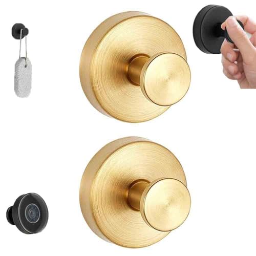 リース用吸盤フック - 玄関ドア用ドリル不要リースハンガー、タオル、浴室、鏡、窓用金属吸盤フック(Gold,2)