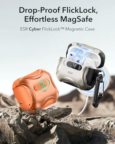 Image of ESR for AirPods Pro 3 Case (2025), Compatible with Airpods Pro 3rd Generation Case (USB-C Cable), Effortless MagSafe, Drop-Proof Lock, Easy Open, Cyber Series, Orange