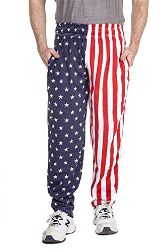 Arvilhill Men s July 4th Patriotic USA Flag Stars Stripe Pajama Bottoms Long Loose Lounge Pants M