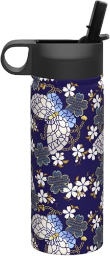 蝶と桜 和柄 水筒 真空断熱 保温 保冷 スポーツボトル 人気 ステンレスボトル スポーツ飲料対応 漏れない 直飲み530ml 男の子 女の子 おしゃれ プレゼント