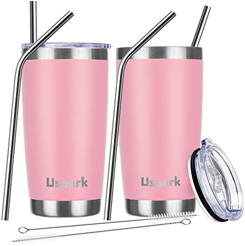 UsparkMC 20oz 550ml Tumbler Stainless Steel with Lid and Straw,Double Wall Vacuum Insulated Coffee Travel Mug for Hot & Cold,Reusable Cup,BPA Free