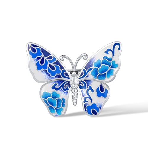 Image of Santuzza 925 Sterling Silver Enamel Brooch Pin for Women