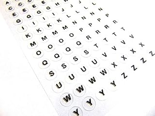 Small Black Letters on 8.5mm (0.3 inch) Round Clear Labels, Self-Adhesive Alphabet A-Z Stickers