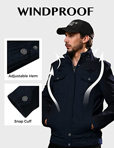Image of WenVen Men's Military Jacket Fleece Lined Winter Puffer Coat Cotton Windbreaker Parka