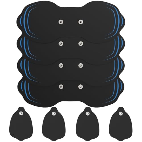 Tens Unit Electrode Pads 4 Pack - 7.14 in x 2.9 in Tens Unit Replacement Pads - Standard 3.5mm Snap-on Connectors Tens Unit Pads - Compatible with 571C and 023B Wireless TENS Unit