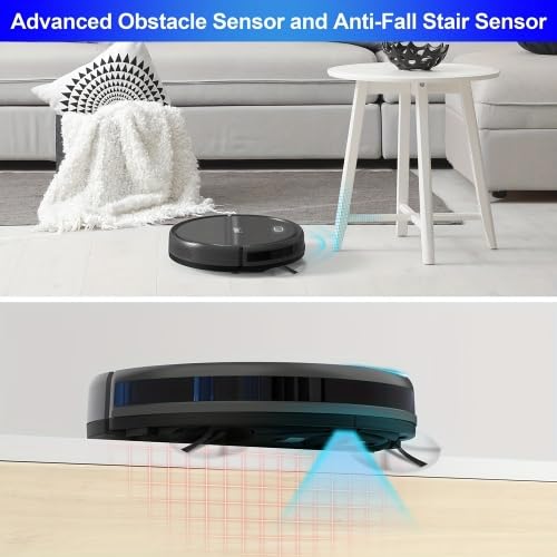 Mini Saugroboter 9000Pa mit Wischfunktion, 3-in-1 Staubsauger Roboter für Auto Haushalt Teppich, ultraflach 7,2 cm mit Fernbedienung, 2000mAh 100 Min Laufzeit, Anti-Sturz & Hindernisvermeidung, grau