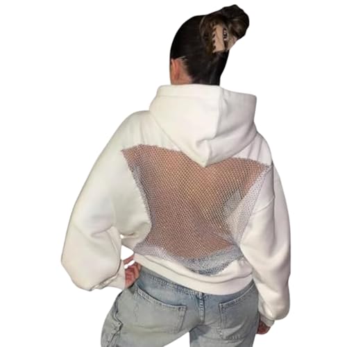 Image of Women's Hooded Sweatshirt with Mesh Back Panel | Full Sleeve Casual Hoodie for Winter & Streetwear