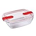 Pyrex - Cook & Heat - Plat Rectangulaire en Verre avec Couvercle Hermétique Spécial Micro-ondes – Boîte de conservation – Cuisinez au four, Conservez et Réchauffez- 0,4 L - 17 x 10 x 5 cm