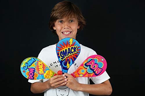 Kool N' Fun Plastic Paddle Ball w/ String Attached (3 Paddles) by JARU. Classic Retro Toys for Kids & Adults, Boy & Girl. Indoor Game and Outdoor Set Toys. Party Favors Birthday Easter Prizes. 1994-3
