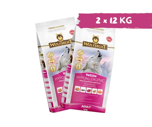 Wolfsblut Vetline Hundefutter - Hypoallergenic, 2x12kg - Sparbundel, Sparpaket - inklusive Warnicks Tierfutterservice Hundesnack Goodie