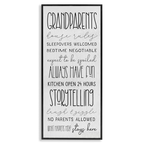Grandparents House Rules Rustic Sign, 13 x 30 Inch Framed Giclée Print
