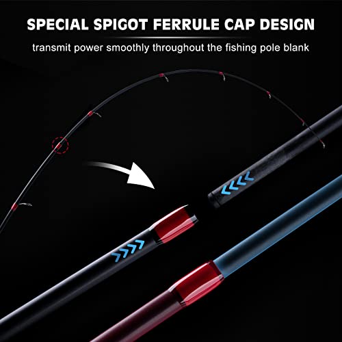 Goture Spinning Fishing Rod, Composite Graphite & Glass Blanks, Stainless Steel Line Guides, 2-Piece Spinning Rod Freshwater Saltwater Fishing Pole Bass Trout Crappie (6'-Medium) #TOP4