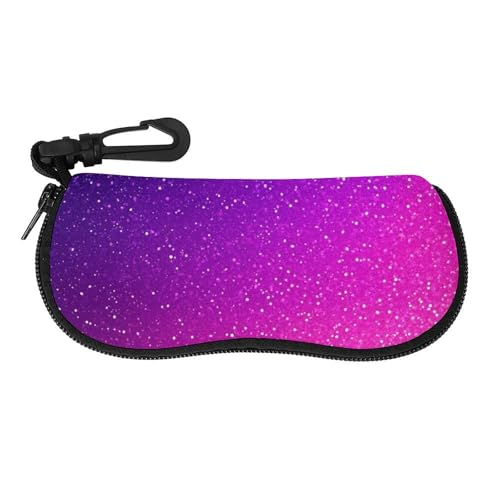 Fashion Soft Eyeglass Case Portable Sunglasses Pouch For Women Men Beautiful Purple Bling Glitter Sparkles Pattern