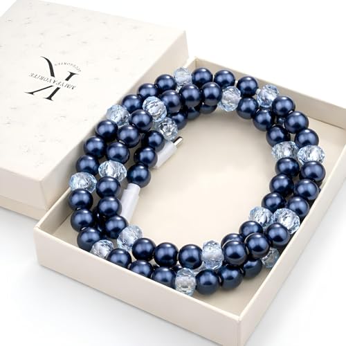 Image of Cute Beaded USB Cable Type C Phone Charger for iPhone or Android Fast Charging Colorful 3.3ft Cord for Smartphones (Blue Noir)