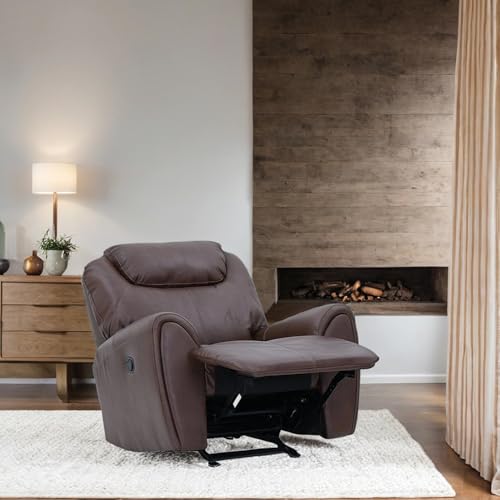 Image of Royaloak Muar Malaysian Leatherette Single Seater Recliner with Rocker | High Backrest | Flared Armrest | Pocket Springs for Extra Comfort | Manual Recliner | Heavy Duty Metal Support
