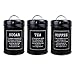 3-częściowy zestaw kanistrów kuchennych Słoiki kanistrów z pokrywkami Czarny metal Rustykalny Vintage Farmhouse Pojemnik na cukier Przechowywanie kawy Herbata Słoiki kuchenne na ladę (kolor: szary p