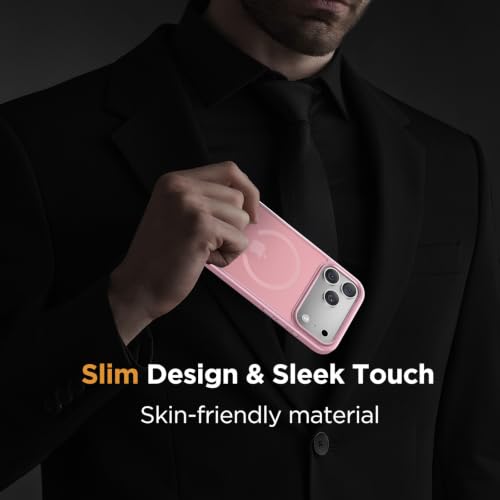 Image of miracase Magnetic for iPhone 17 Pro Hard Shell Case 6.3 inch with Screen Protector, [Compatible with MagSafe] Military-Grade Protection, Anti-Fingerprint, Slim Thin Phone Case for 17 Pro Cover, Pink