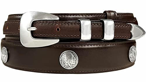 Image of Silver Mirror Buckle Oil Tanned Genuine Leather Western Ranger Belt 1-3 /8 inch(35mm) Taper to 3 /4 inch(19mm) Wide-Multiple choices