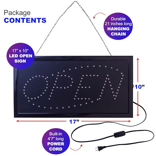 Neon Open Sign for Business: Horizontal LED Sign with Flashing Mode for Stores - Includes Business Hours and Open & Closed Signs - Image 4