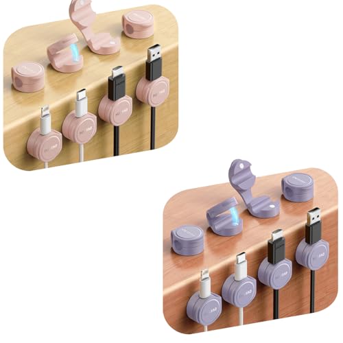 16-Pack Organizador de Cables con Clips Magnéticos de Silicona, Clips para Cables de 8 mm de Diámetro para Gestión de Cables en Escritorio, Soporte de Escritorio FLYLEAD para Organizador de Cables en Espacios de Trabajo y Hogar