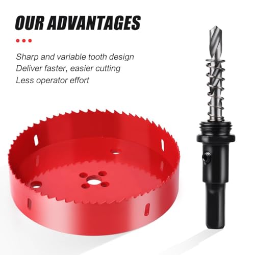 Image of 4-1 /4 inch Bi-Metal Hole Saw with Arbor, Heavy Duty 4.25 inch Hole Cutter for Metal, Wood & Plastic, Smooth Cutting Edge & Fast Chip Removal