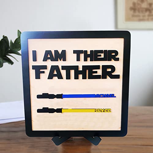 Personalized Custom Colors Family Names Sabers Wooden Signs I Am Their Father Engraved Desk Décor Plaques For Dad Papa Daddy Grandpa Gifts For Fathers Day #TOP4