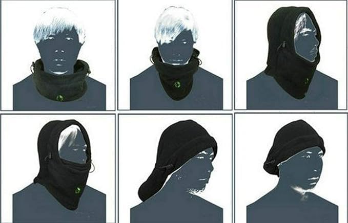 TRUFLAIR Thermal Warm Fleece Full Face Balaclava Mask, Head & Neck Cover Warmer Windproof Hooded Scarf Hat for Winter and Sports (in, Alpha, Free Size, Black Grey) 4
