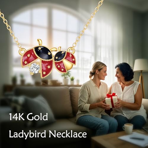 KECHO 14k Real Gold Ladybug Necklace for Women Ladybug Gifts for Mother Jewelry4