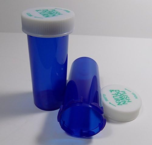 Plastic Prescription Cobalt Blue Vials/Bottles 410 Pack w/Caps 8 Dram Size-New