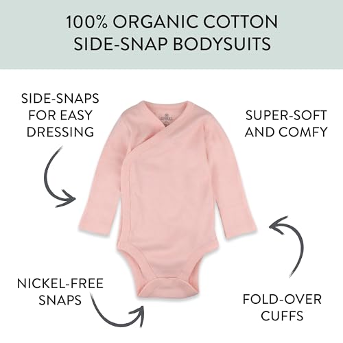 Image of HonestBaby Baby 3-Pack Organic Cotton Long Sleeve Side-snap Kimono Bodysuits