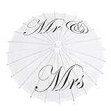 White Paper Umbrella, Chinese Parasol for Wedding Party Decorations(Mr Mrs)
