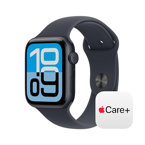 Image of Apple Watch SE 3 [GPS + Cellular 44mm] Smartwatch with Midnight Aluminium Case with Midnight Sport Band - M /L. Fitness and Sleep Trackers, Heart Rate Monitor with AppleCare+ (2 Years)