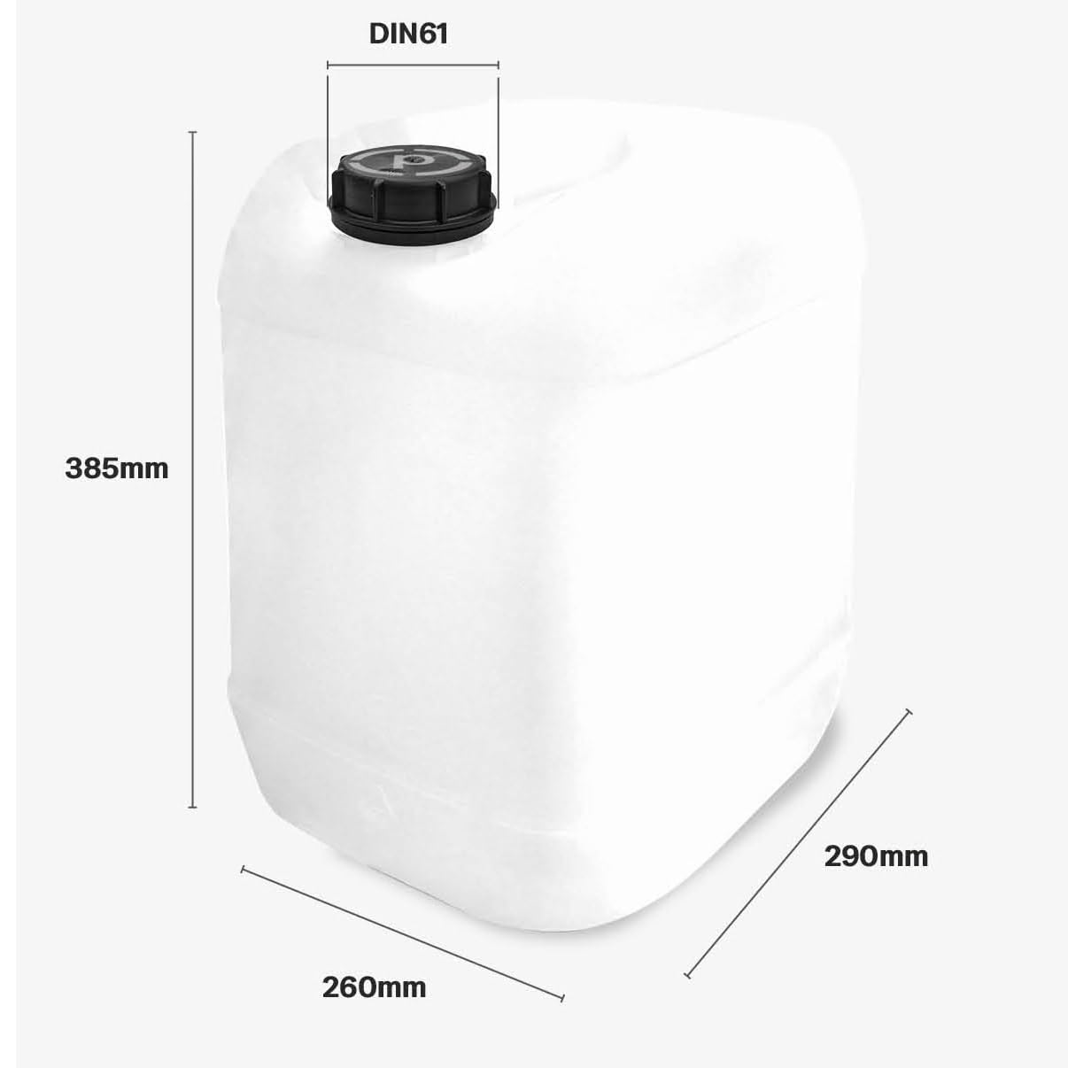plasteo 20 Liter Getränke- Wasserkanister Natur mit Hahn und Schraubdeckeln | BPA Frei | Lebensmittelecht | Tragbar | Indoor und Outdoor | Made in Germany