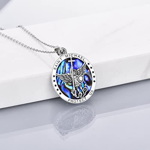 Yfn Saint Michael Medal Necklace St Michael Necklace Jewelry For Men Women Boys, 925 Sterling Silver Archangel Michael Pendant Catholic Medallions Jewelry #TOP2